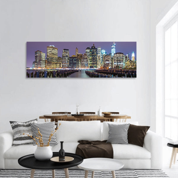 Manhattan skyline from across East River in New York City panoramic canvas wall art