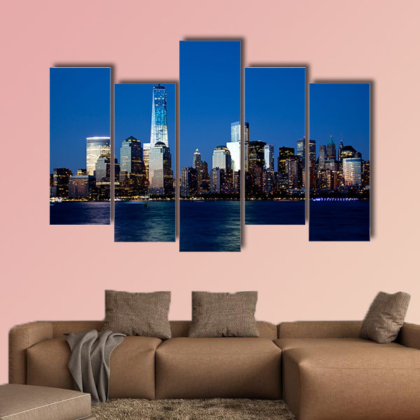 The new Freedom Tower and Lower Manhattan Skyline multi panel canvas wall art