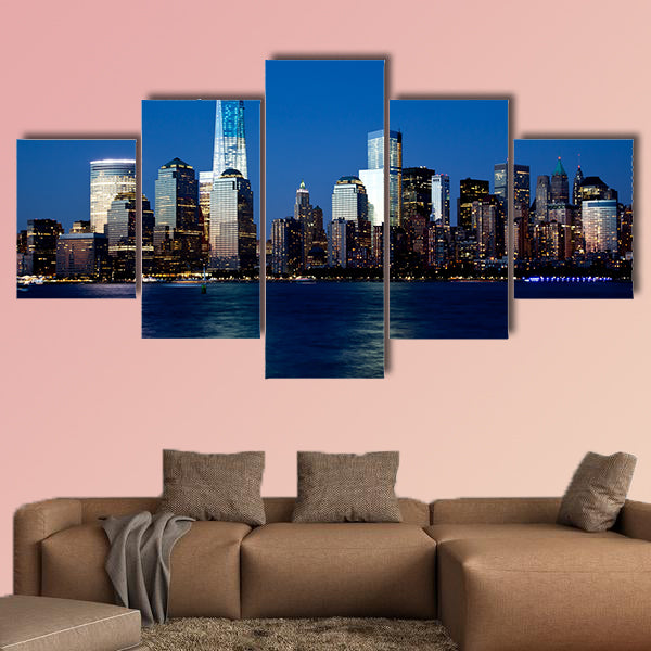The new Freedom Tower and Lower Manhattan Skyline multi panel canvas wall art