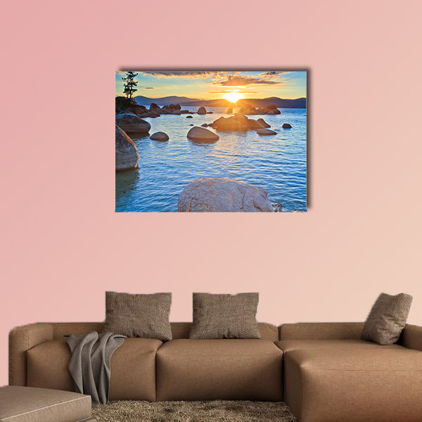 Sunset, lake Tahoe Multi panel canvas wall art