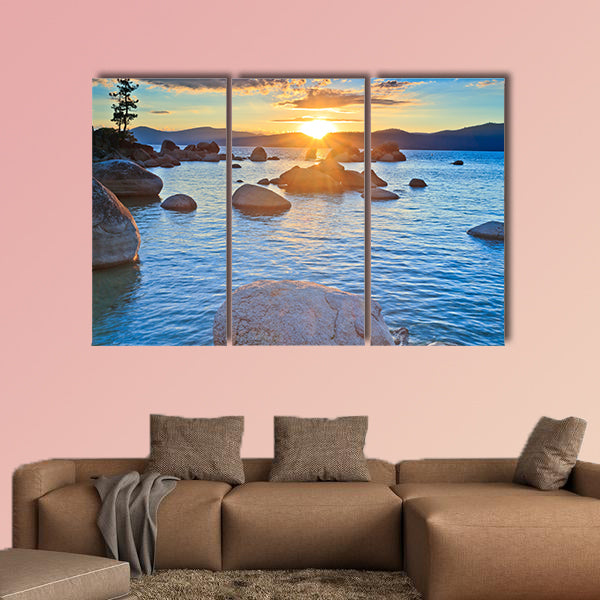 Sunset, lake Tahoe Multi panel canvas wall art