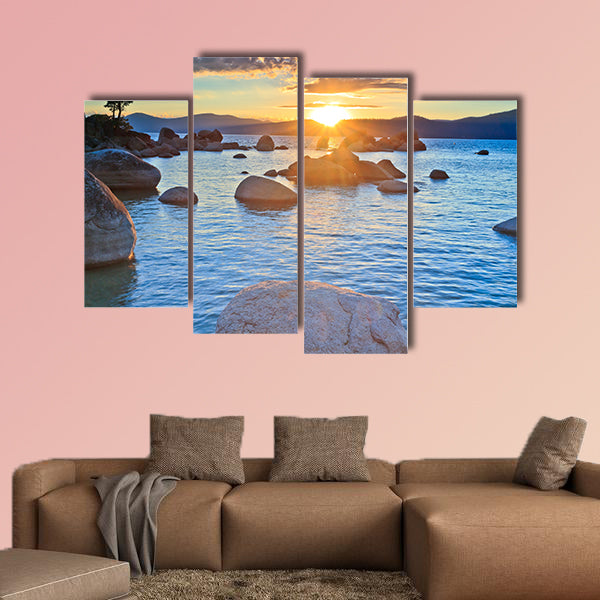 Sunset, lake Tahoe Multi panel canvas wall art