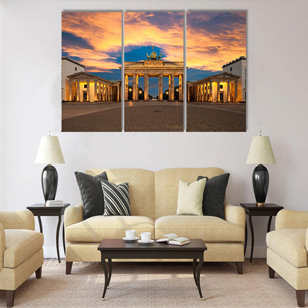 Brandenburg Gate Brandenburger Tor at sunset Multi Panel Canvas Wall Art