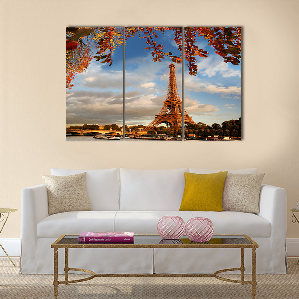 Eiffel Tower in autumn, Paris, France Multi panel canvas wall art