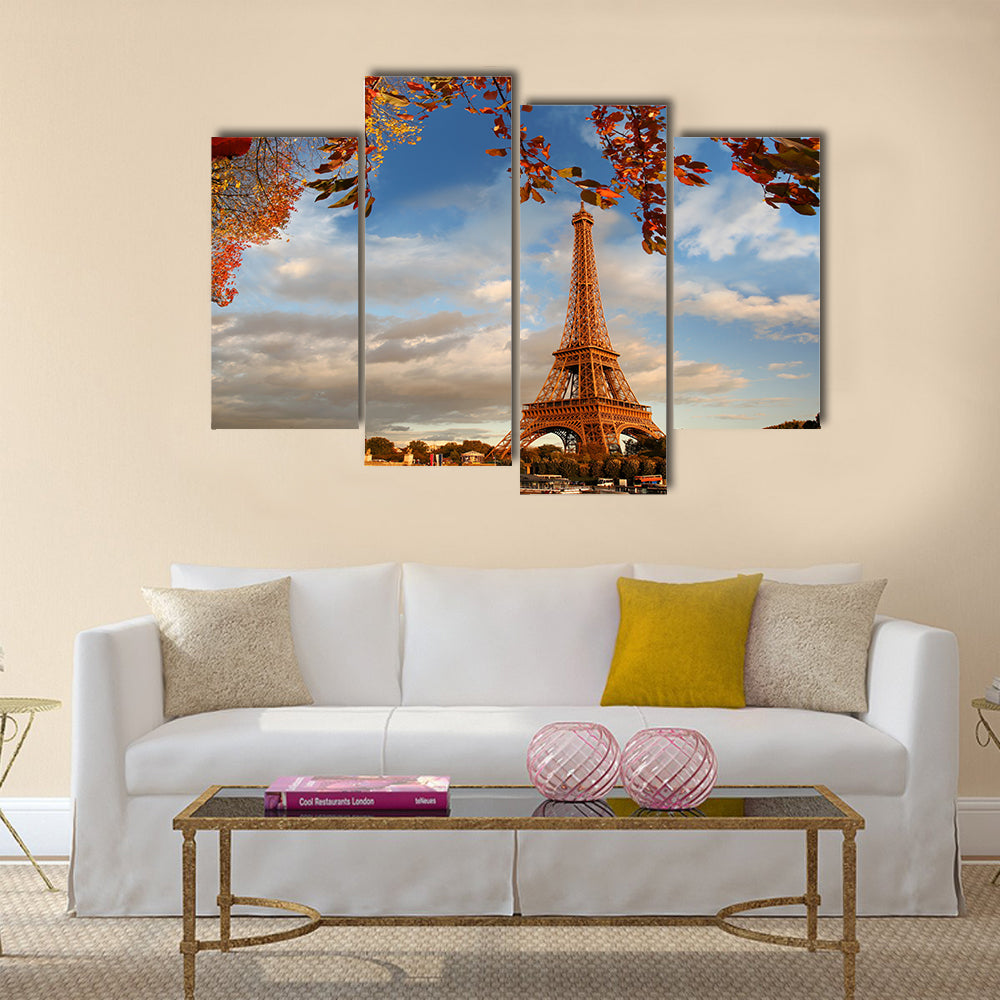 Eiffel Tower in autumn, Paris, France Multi panel canvas wall art