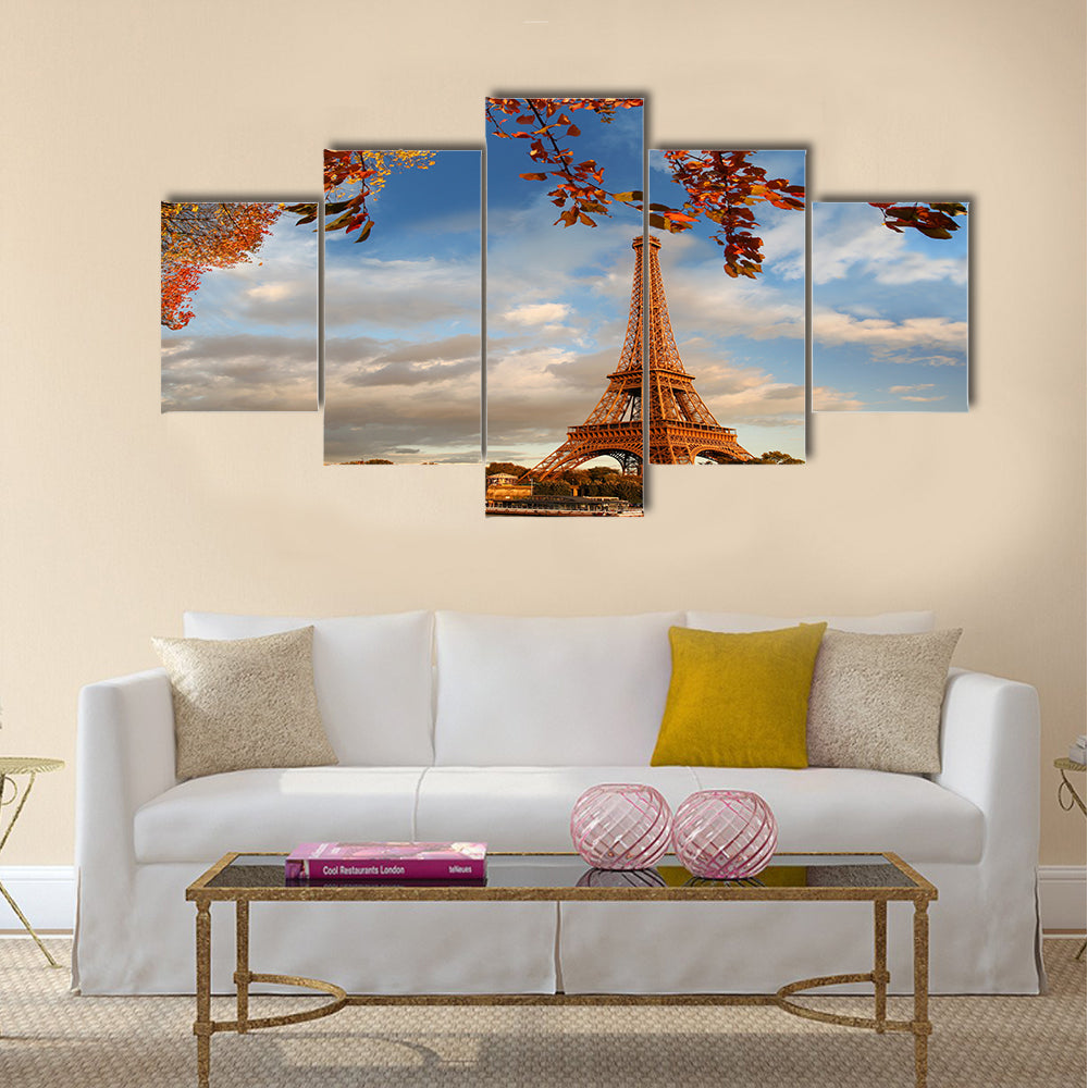 Eiffel Tower in autumn, Paris, France Multi panel canvas wall art