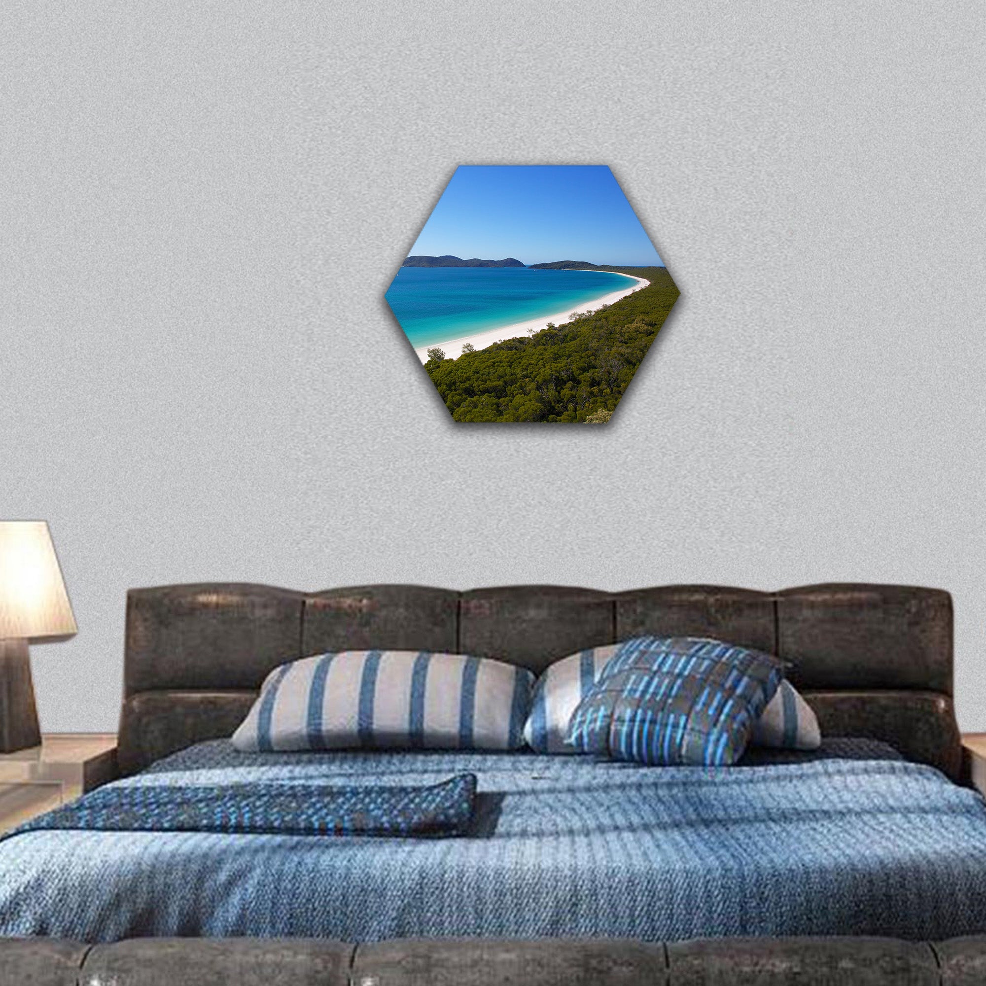 Whitehaven Beach Aerial hexagonal canvas wall art
