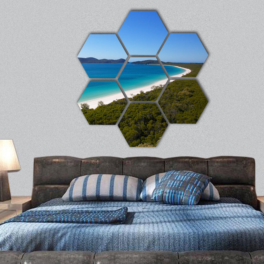 Whitehaven Beach Aerial hexagonal canvas wall art