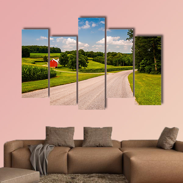 Farm along country road in Southern York County, PA multi panel canvas wall art