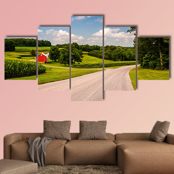 Farm along country road in Southern York County, PA multi panel canvas wall art