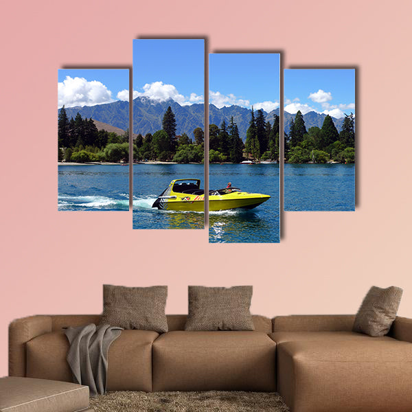 High speed jet boat on the Lake Wakatipu in Queenstown,  canvas wall art