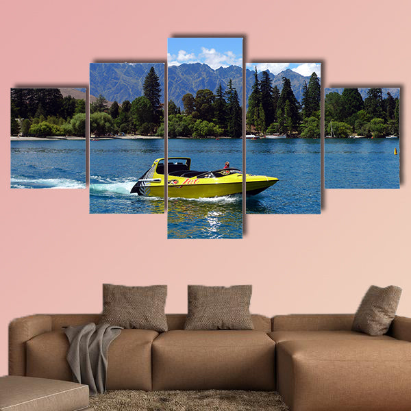 High speed jet boat on the Lake Wakatipu in Queenstown,  canvas wall art
