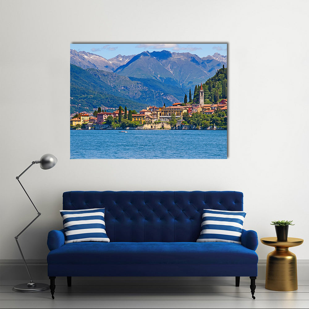 Panoramic view of Tremezzo town (Como lake, Italy) multi panel canvas wall art