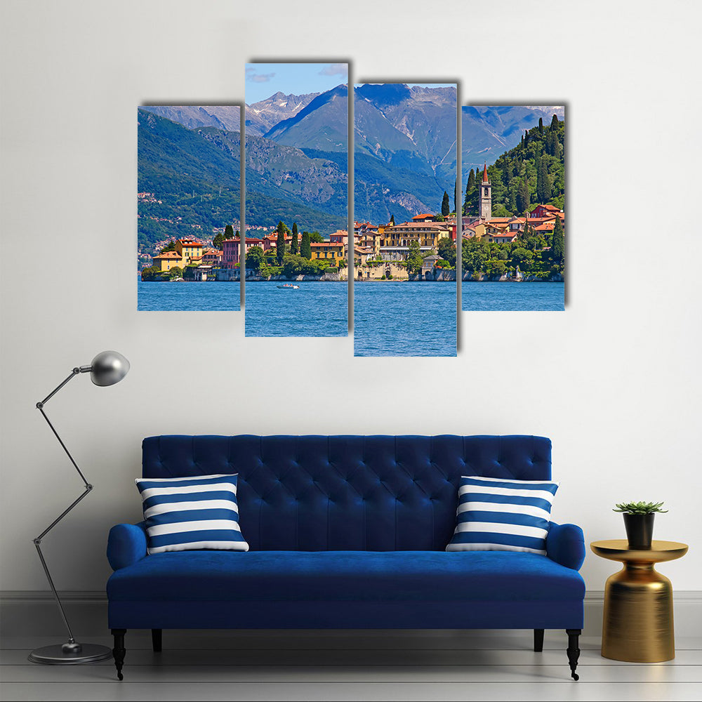 Panoramic view of Tremezzo town (Como lake, Italy) multi panel canvas wall art
