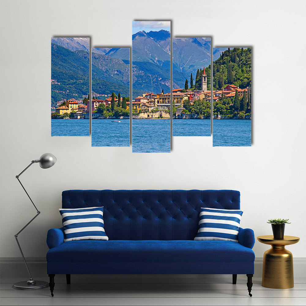 Panoramic view of Tremezzo town (Como lake, Italy) multi panel canvas wall art