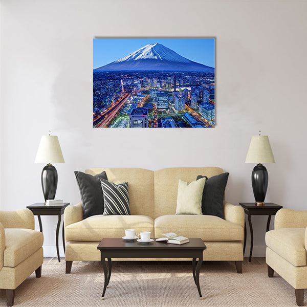 Skyline of Mt. Fuji and Yokohama Multi panel canvas wall art