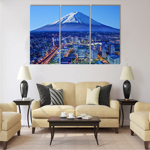Skyline of Mt. Fuji and Yokohama Multi panel canvas wall art