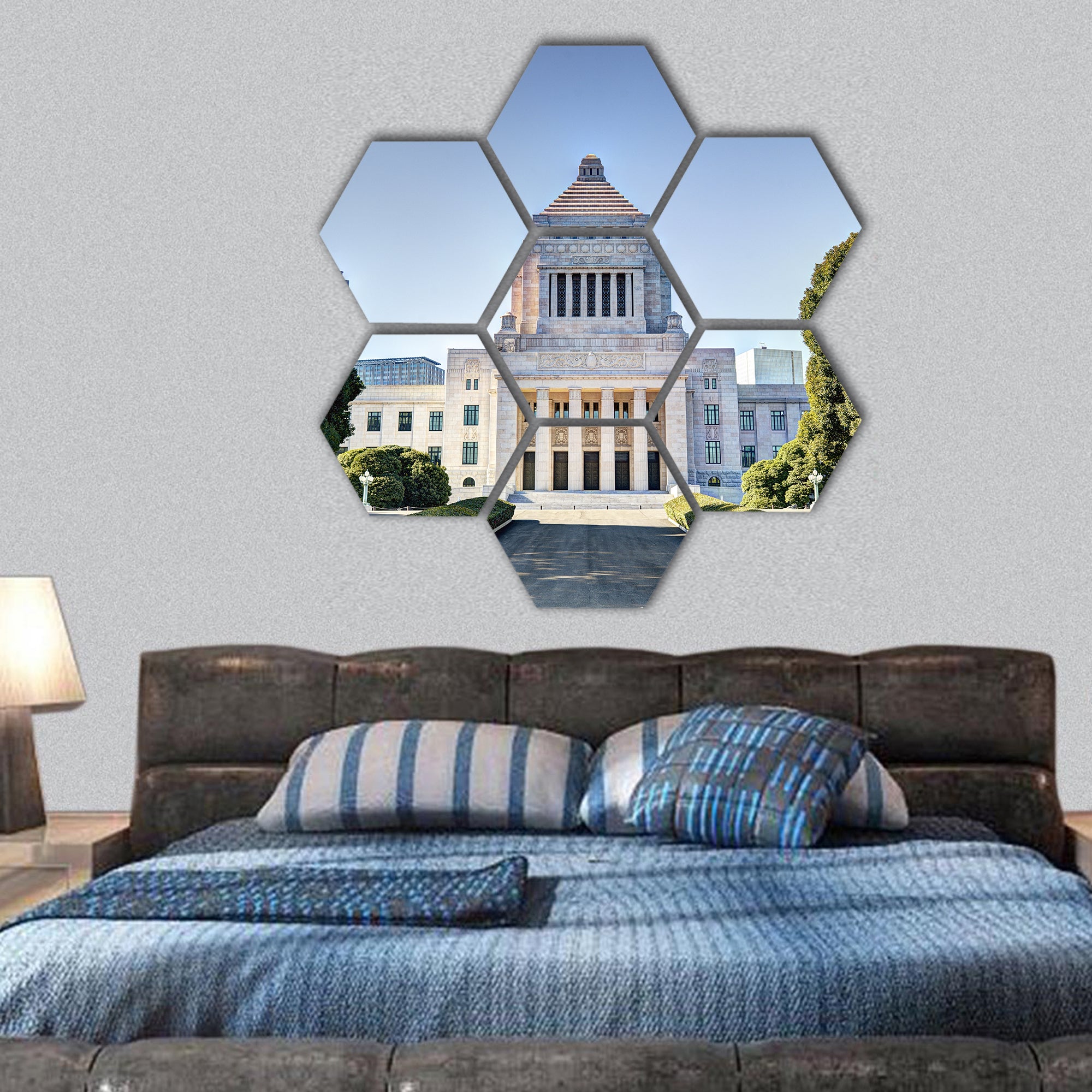 The National Diet House of Japan hexagonal canvas wall art