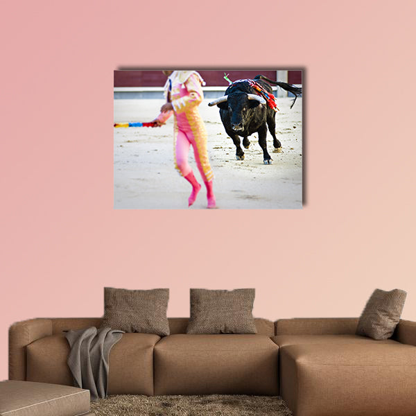  Spanish Fiesta, bullfighting, during the Banderillas third, multi panel canvas wall art