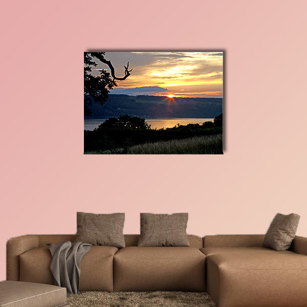 The sunset over Seneca Lake multi panel canvas wall art
