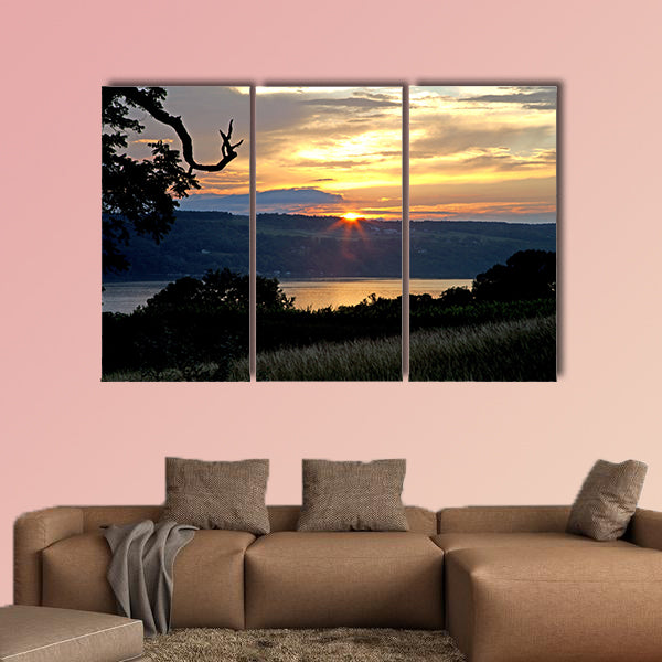 The sunset over Seneca Lake multi panel canvas wall art