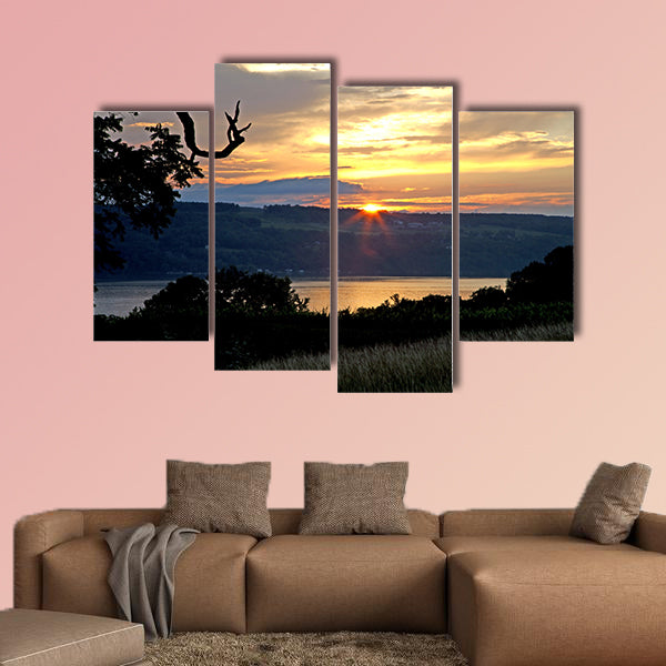 The sunset over Seneca Lake multi panel canvas wall art