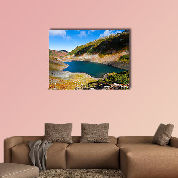 Volcano landscape with lake on Kamchatka, Russia multi panel canvas wall art