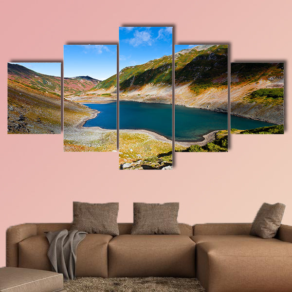 Volcano landscape with lake on Kamchatka, Russia multi panel canvas wall art