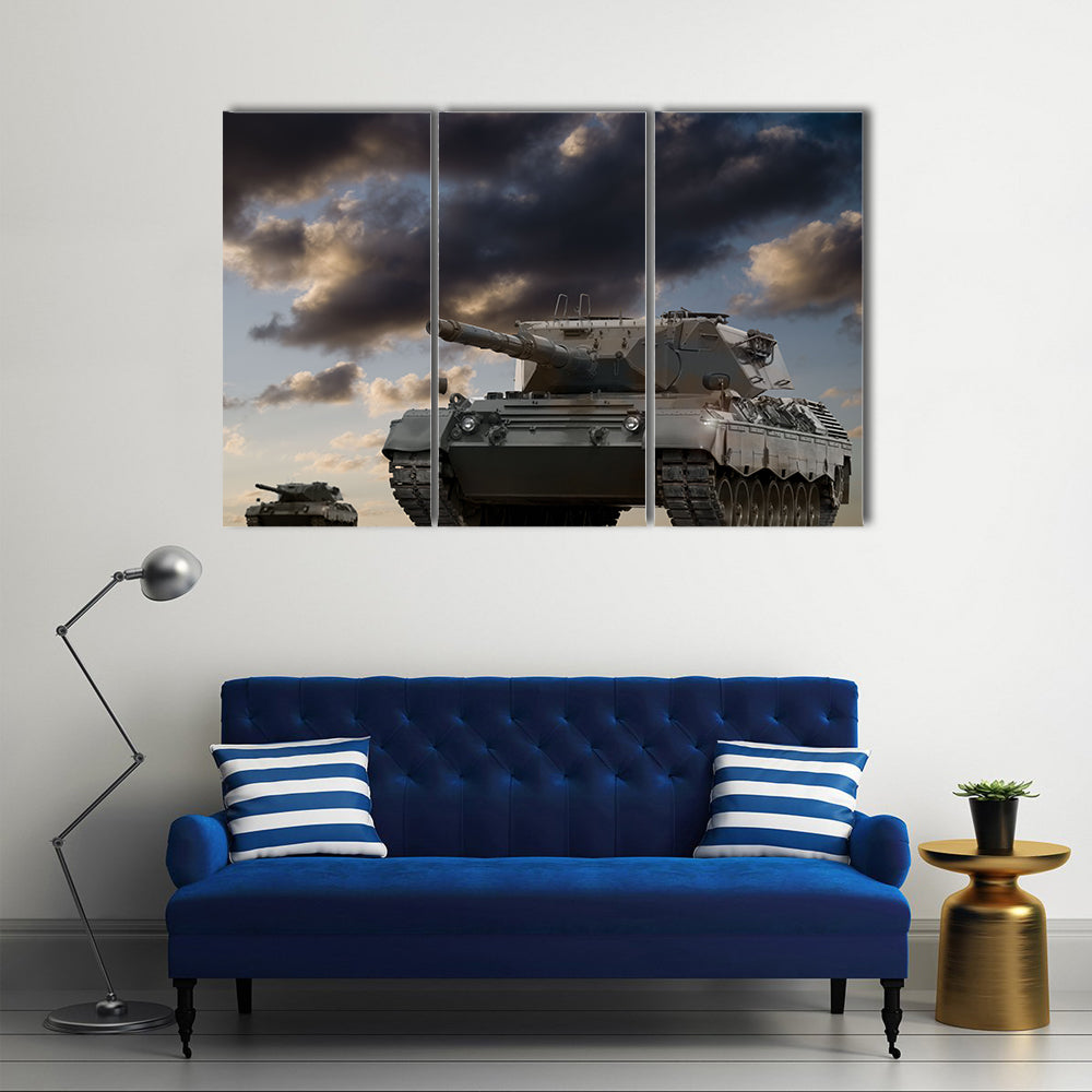 Beautiful View Of European Tank Ready For Attack Multi Panel Canvas Wall Art