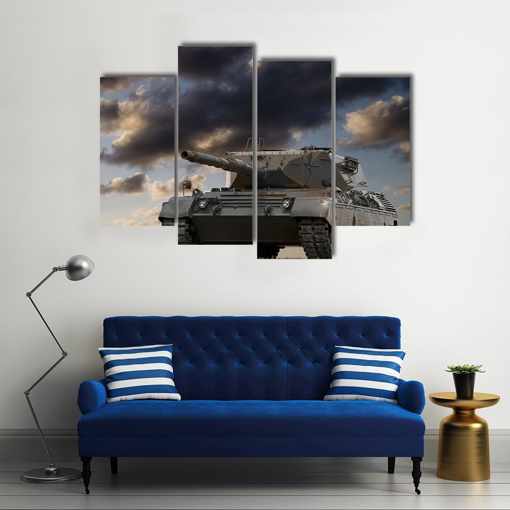 Beautiful View Of European Tank Ready For Attack Multi Panel Canvas Wall Art