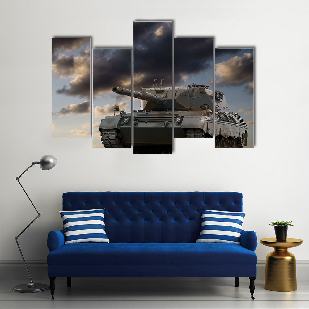 Beautiful View Of European Tank Ready For Attack Multi Panel Canvas Wall Art