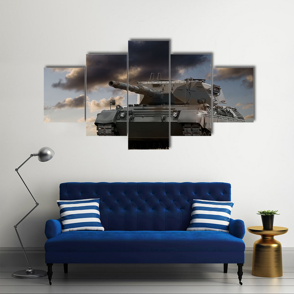 Beautiful View Of European Tank Ready For Attack Multi Panel Canvas Wall Art