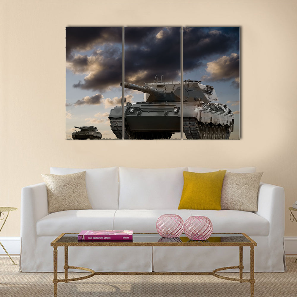 European built main battle tanks preparing to engage the enemy Multi Panel Canvas Wall Art