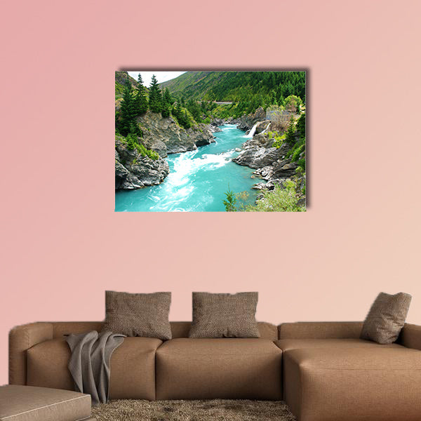 Kawarau River and forest, Queenstown, New Zealand multi panel canvas wall art