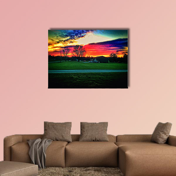 A beautiful Indiana sunset in mid June Multi panel canvas wall art