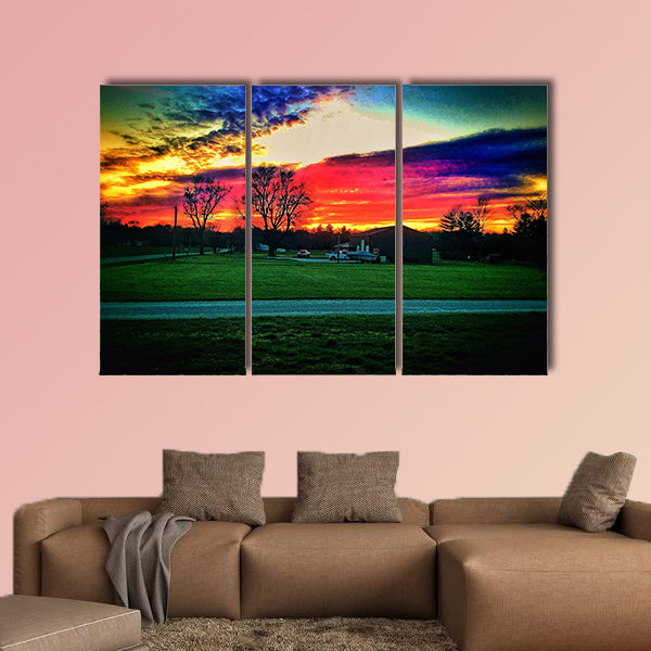 A beautiful Indiana sunset in mid June Multi panel canvas wall art