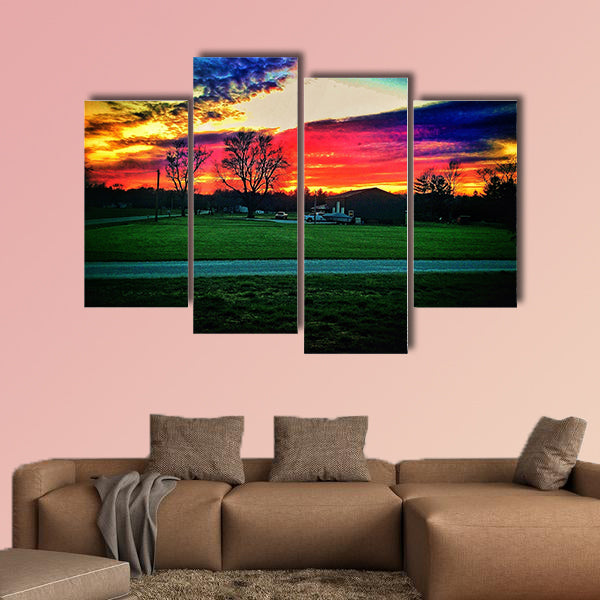 A beautiful Indiana sunset in mid June Multi panel canvas wall art