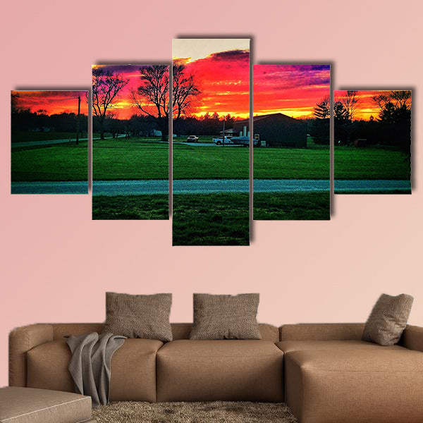 A beautiful Indiana sunset in mid June Multi panel canvas wall art