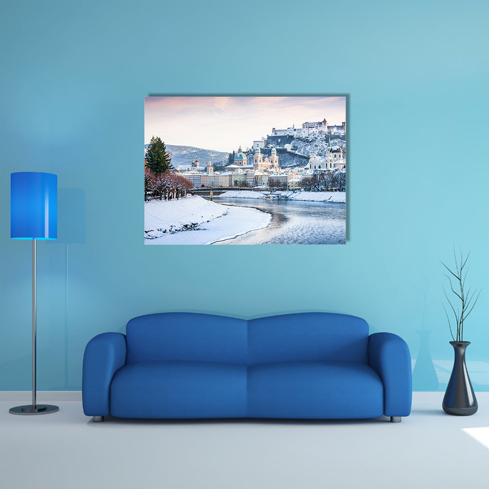 Beautiful view of Salzburg skyline with Festung Hohensalzburg multi panel canvas wall art