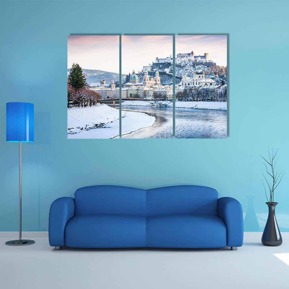 Beautiful view of Salzburg skyline with Festung Hohensalzburg multi panel canvas wall art
