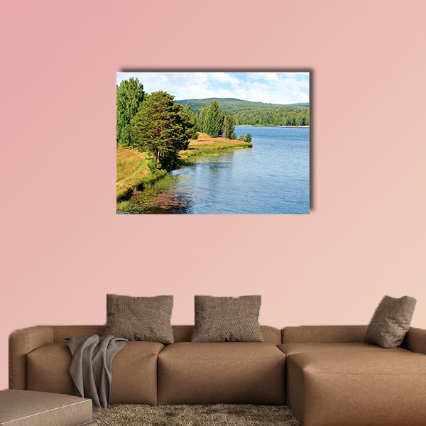 The River in Sweden on bright summer day multi panel canvas wall art