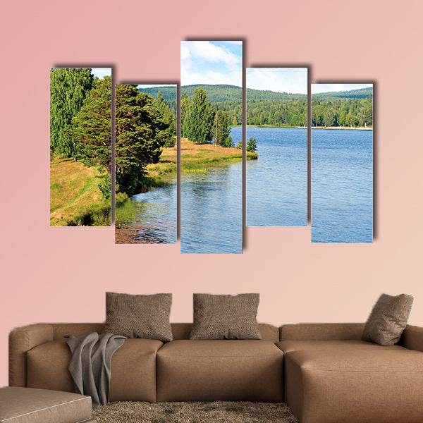 The River in Sweden on bright summer day multi panel canvas wall art