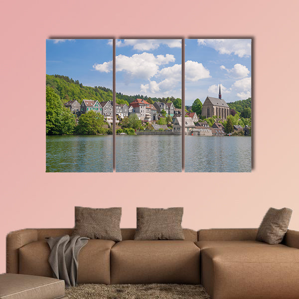 Wupper River Reservoir in Wuppertal, Germany multi panel canvas wall art