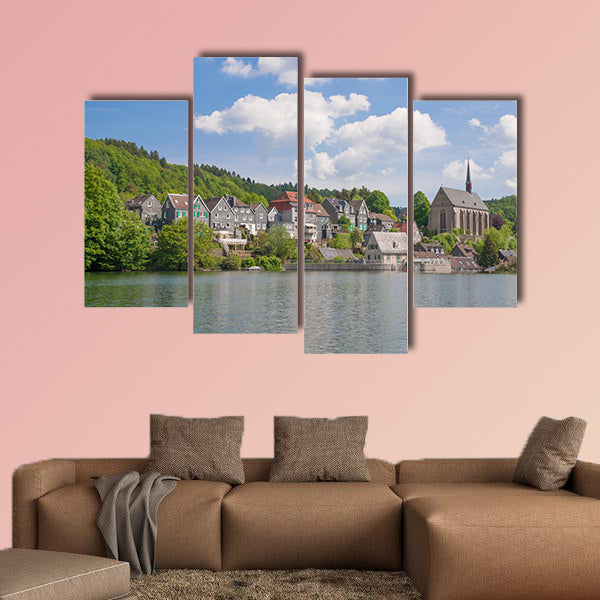 Wupper River Reservoir in Wuppertal, Germany multi panel canvas wall art