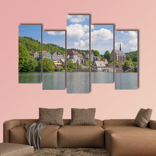 Wupper River Reservoir in Wuppertal, Germany multi panel canvas wall art