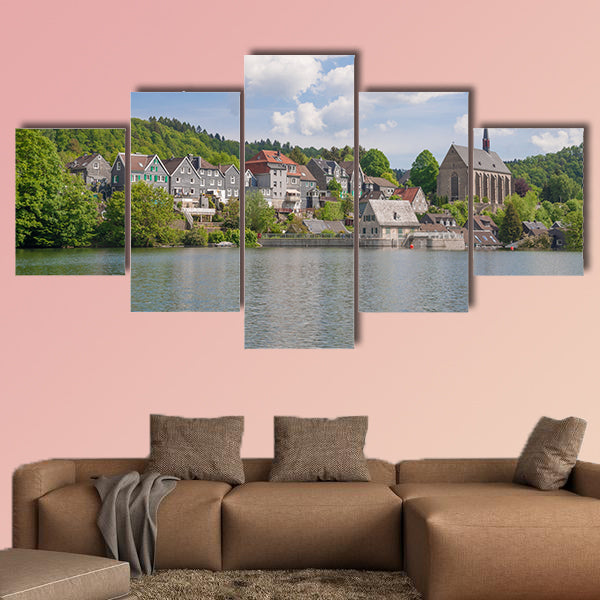 Wupper River Reservoir in Wuppertal, Germany multi panel canvas wall art