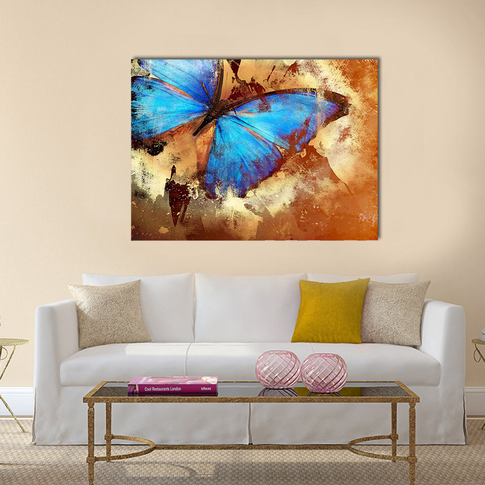 Painting with butterfly Multi Panel Canvas Wall Art