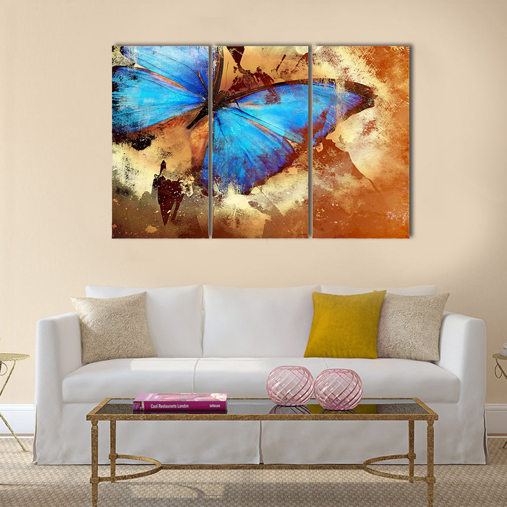 Painting with butterfly Multi Panel Canvas Wall Art