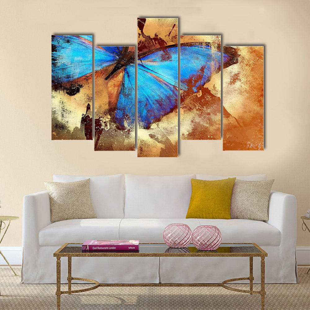 Painting with butterfly Multi Panel Canvas Wall Art
