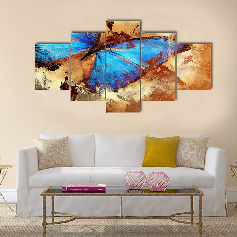 Painting with butterfly Multi Panel Canvas Wall Art
